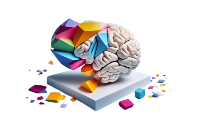 Cerebro con piezas de colores